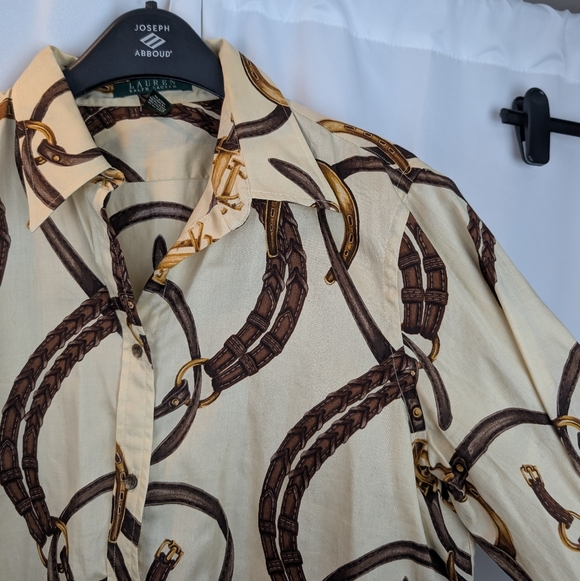 Ralph Lauren Women's Signature Design Cotton Button-Up Shirt Size L In EUC - Picture 4 of 8